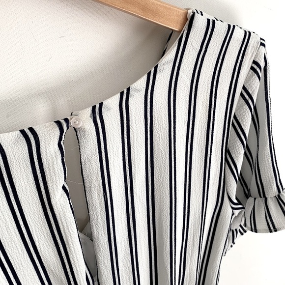 One Love Clothing Black and White Striped Romper with tie waist, Size S - Picture 7 of 10